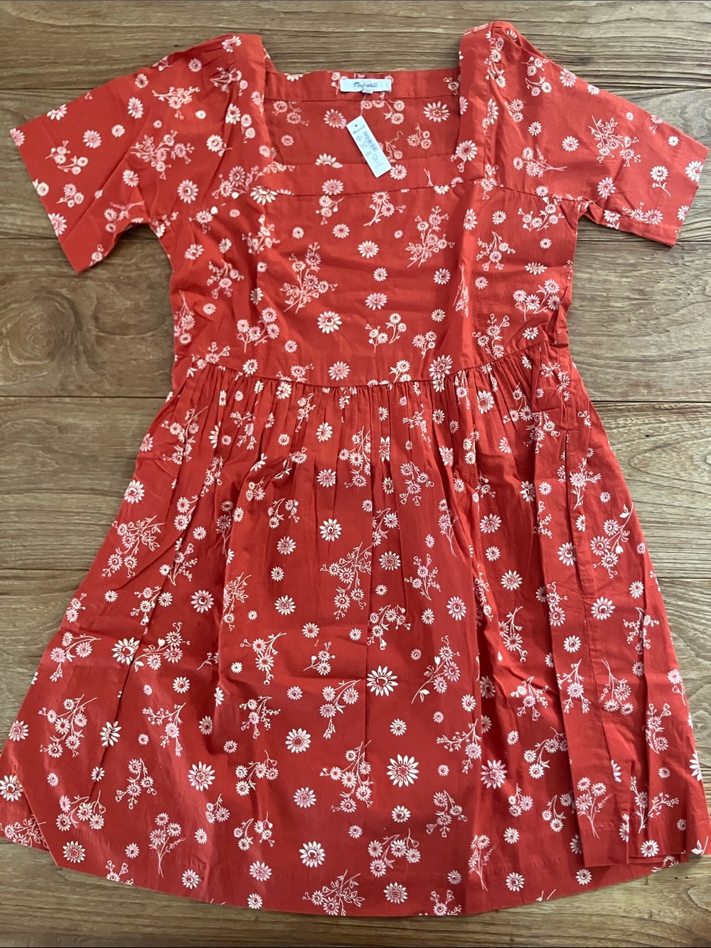Madewell Red Floral Square-Neck Casual Dress